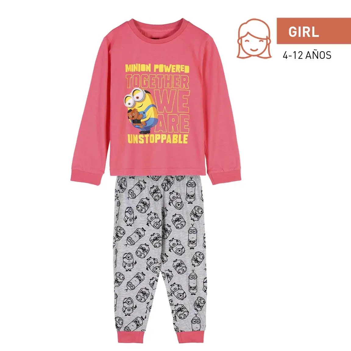 Unstoppable Minions long-sleeved pajama pink girl