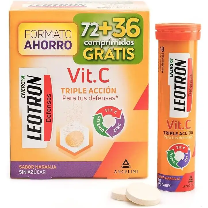 Leotron Defensas - Vitamina C - Formato 72+36 comprimidos efervescentes sabor naranja