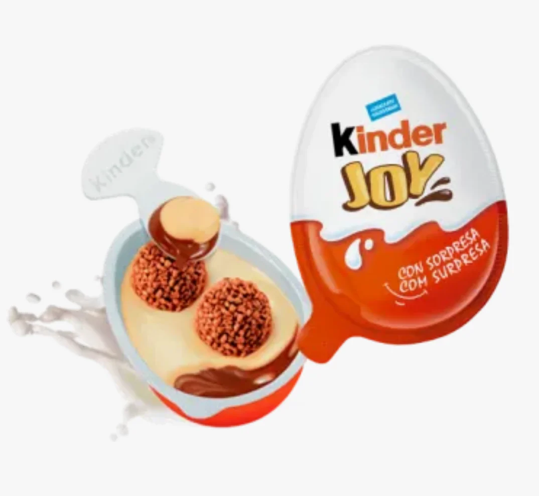 Kinder joy stranger things - tray with 24 eggs with milk cream and cocoa and 2 chocolate balls - contains a toy inside