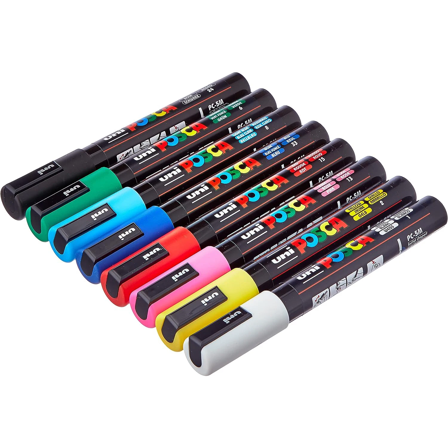 Uni-ball POSCA PC-5M/8C-case 8u-marker non-permanent thin tip 1.8mm-2.5mm assorted colors