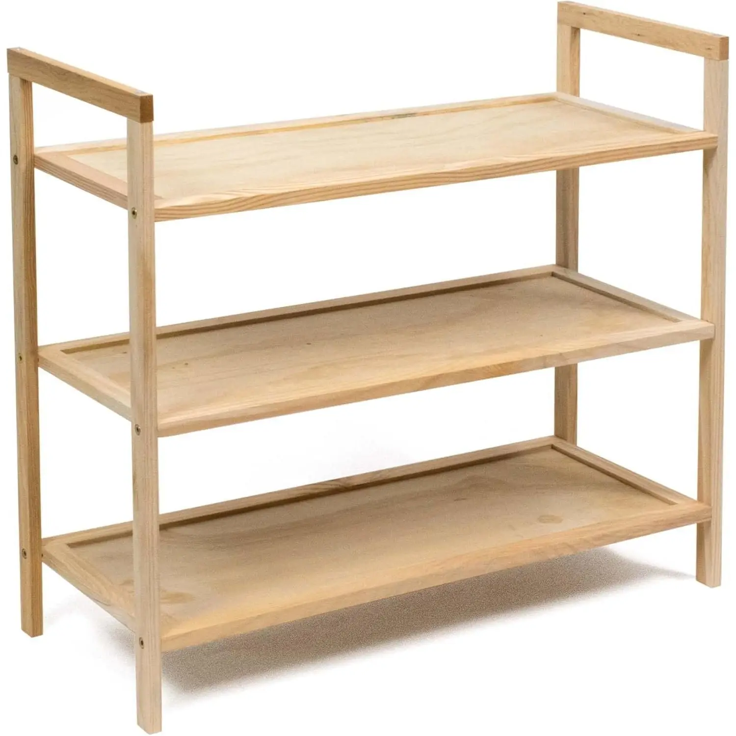 Zapatero de Madera - Zapatero Multiusos con Baldas - Organizador Zapatos 3 Baldas - Decoración para Recibidor, Dormitorio, Pasillo - Natural (Alto. 59 cm x Largo. 70 cm)