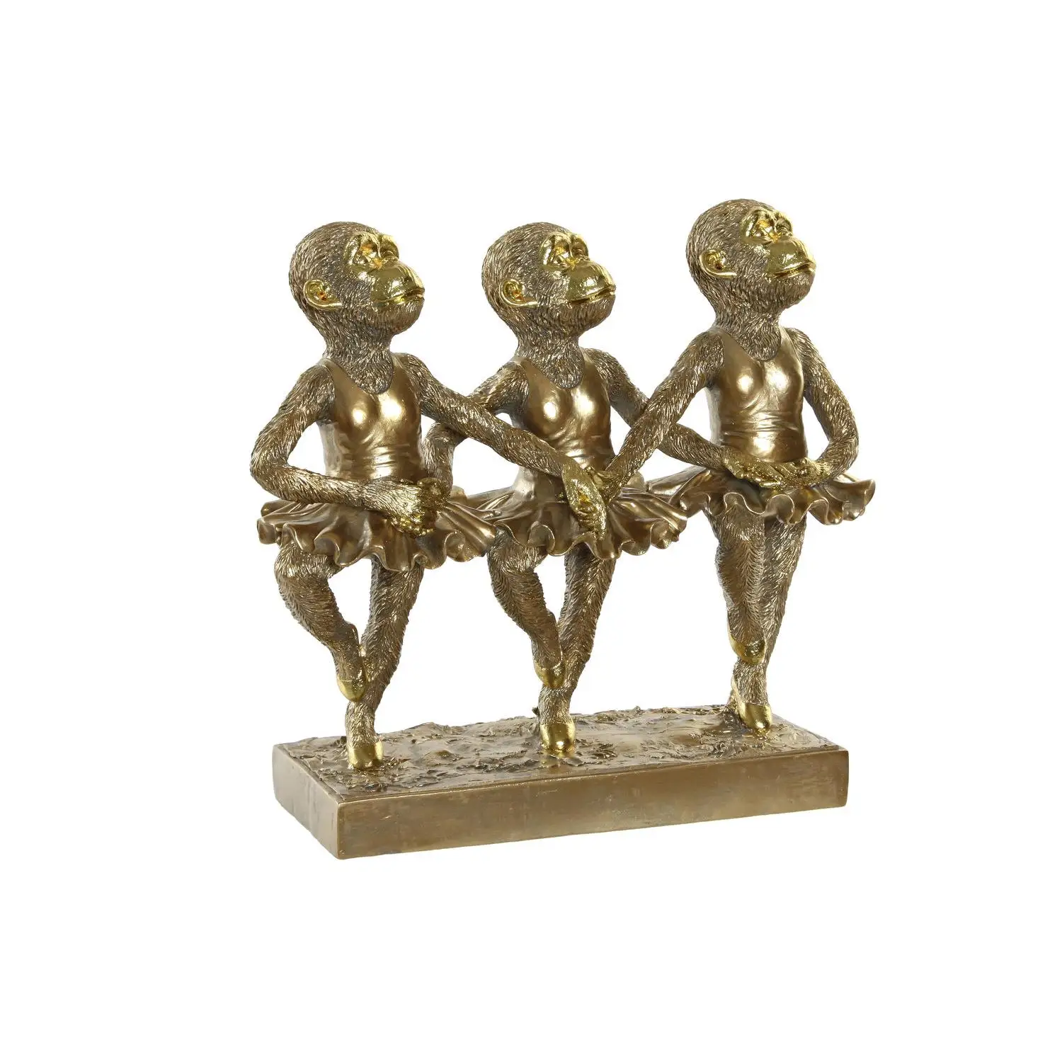FIGURA RESINA 32,5X12,5X29 MONOS BALLET DORADO RF181306