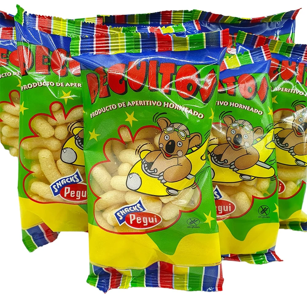 Peguitos - Gusanitos - Aperitivo de Maíz Horneado - 100 Bolsas de 7 gr. - Gusanitos Peguitos - Sin Gluten