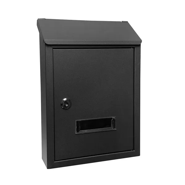 Buzon de correo milena acero galvanizado negro 30x21x7 cm cerradura de cilindro tapa antilluvia