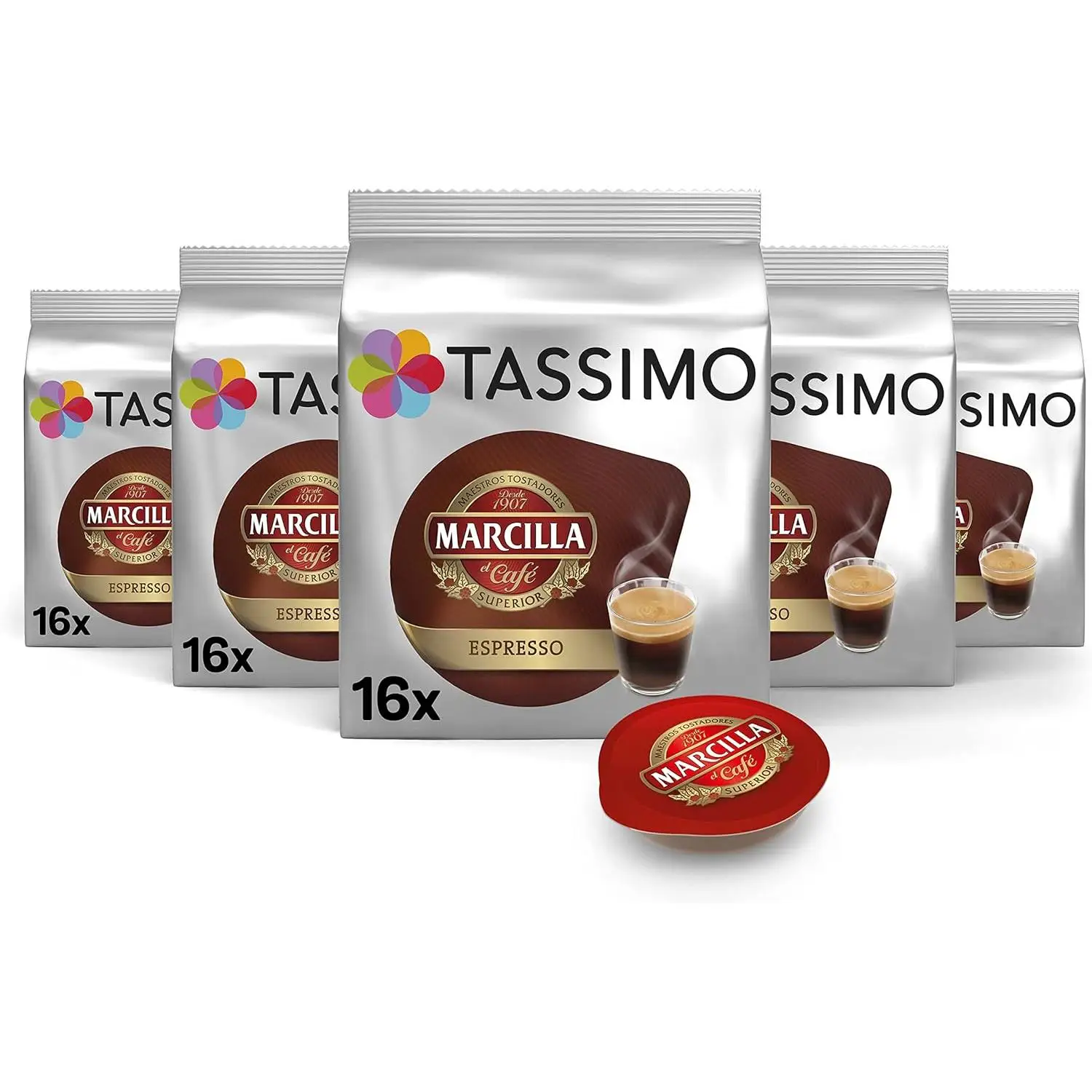 Capsulas TASSIMO MARCILLA Expresso - 5 paquetes de 16 capsulas
