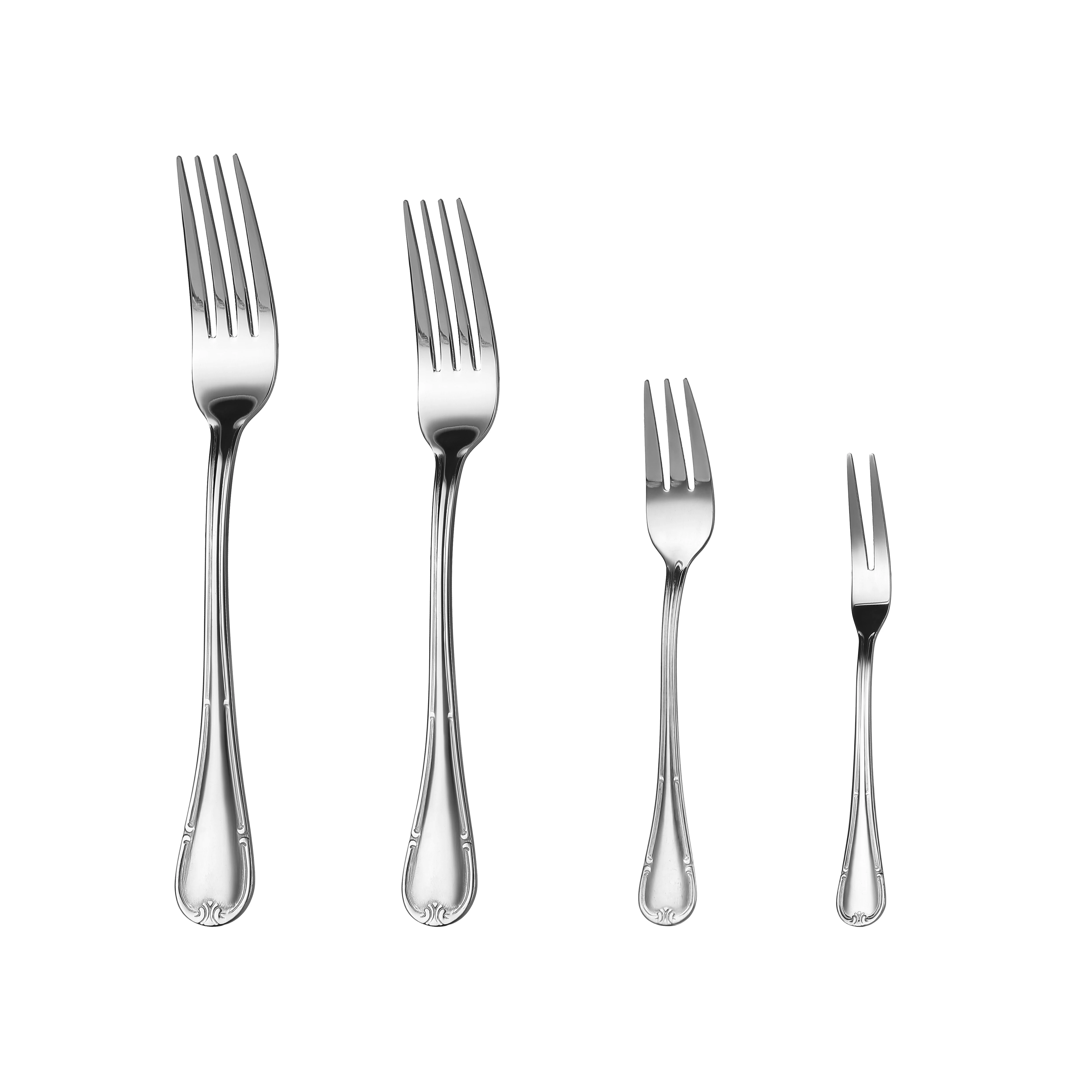 Mr.Spoon Serie Bola Tenedores de 12, 48 o 120 piezas, Acero inox18/0,Económico y funcional,Tenedor mesa 200mm,tenedor fruta 175mm,tenedor postre y aperitivo 150mm/135mm,Mango monobloque,Apto para
