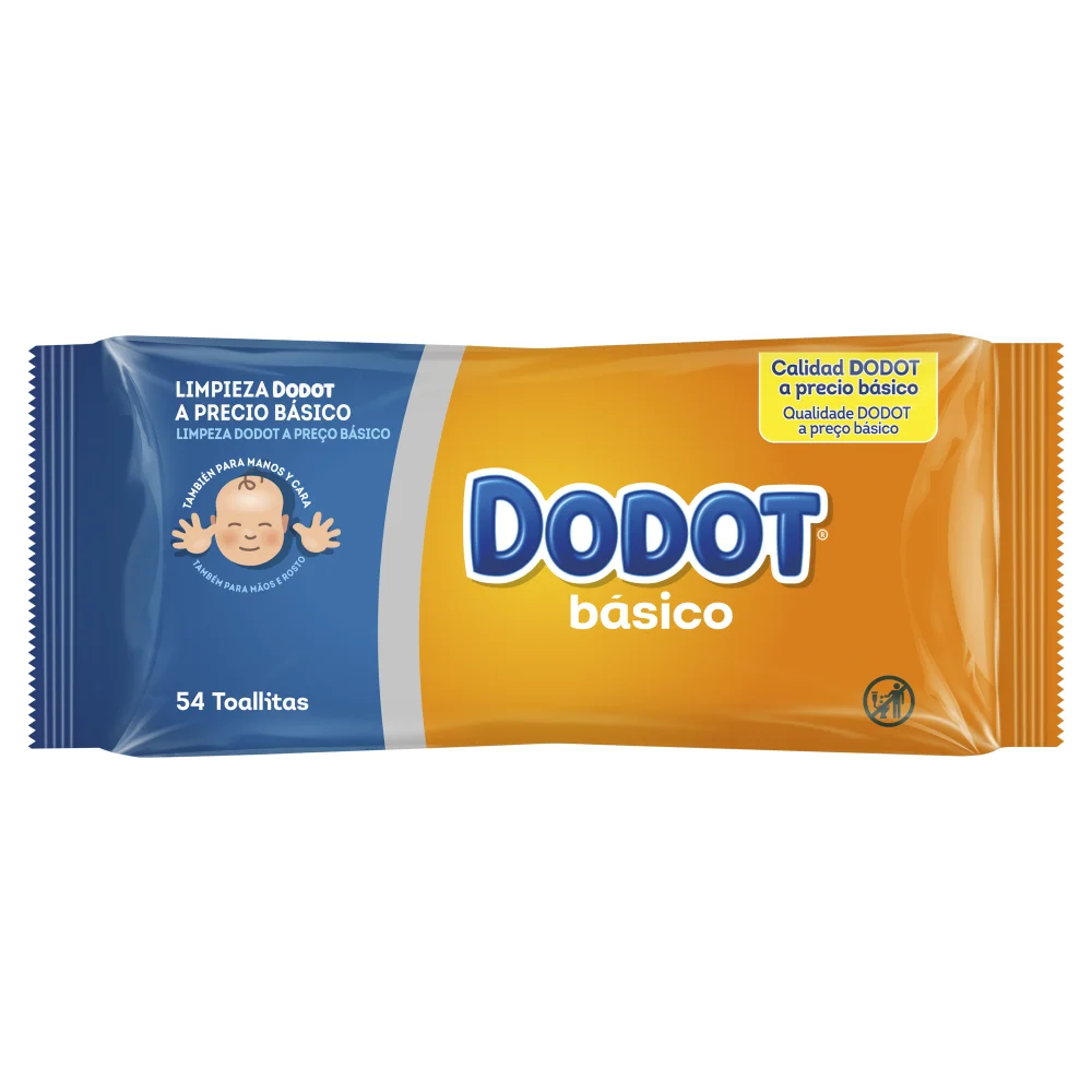 Dodot Toallitas Básico para Bebé 54 Unidades – Toallitas Húmedas para Bebé, Limpieza Suave y Resistente, Aptas para Piel Sensible, Uso Diario, Sin Alcohol, Formato Práctico para Cambio de Pañal