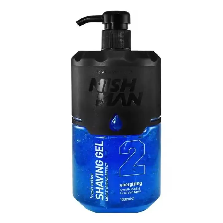 NISHMAN Gel Shaving Gel Fresh Active, 2 gel de afeitar, 1000 ml, Moisturizing Effect,  Energizing Smooth shaving for all skin types