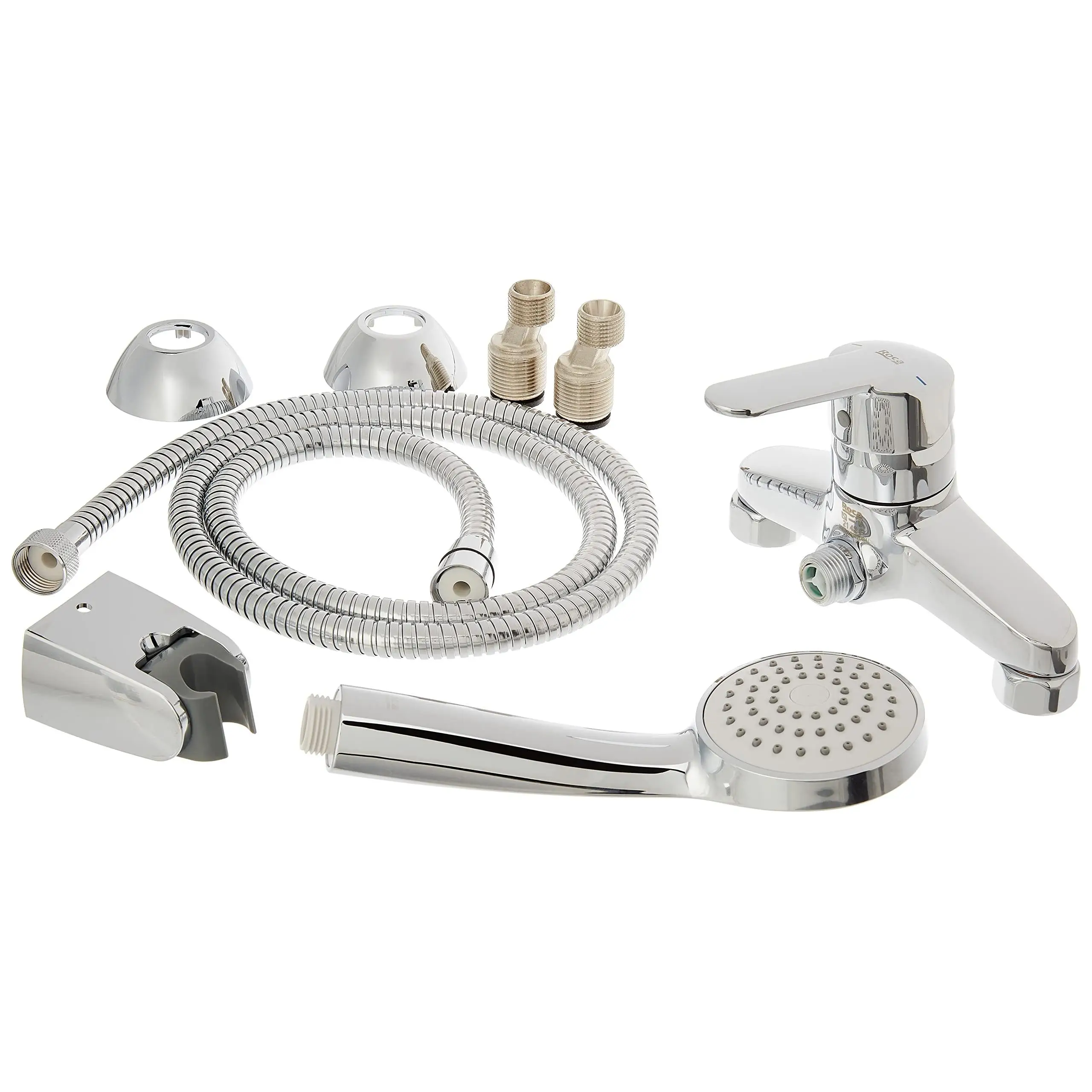 Roca Victoria - Grifería Monomando Exterior para Ducha con Ducha de Mano - Flexible 1,50 M - Soporte de Ducha Articulado