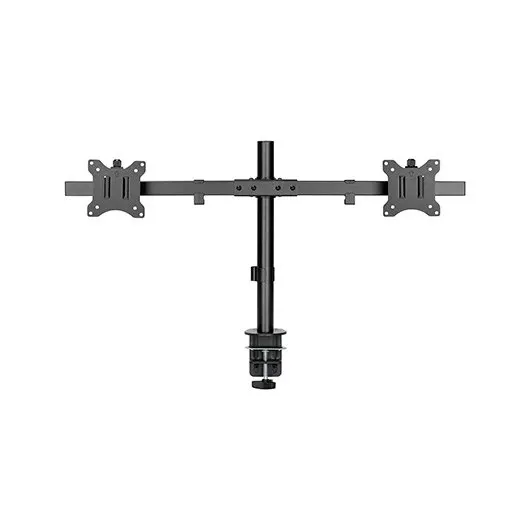 goobay 59394 Soporte para Monitor para 2 Pantallas Entre 17" y 32" (43-81cm) / Soporte Doble Monitor Inclinable y Giratorio para Montaje en Mesa/VESA 75x75 y 100x100 hasta 9 kg