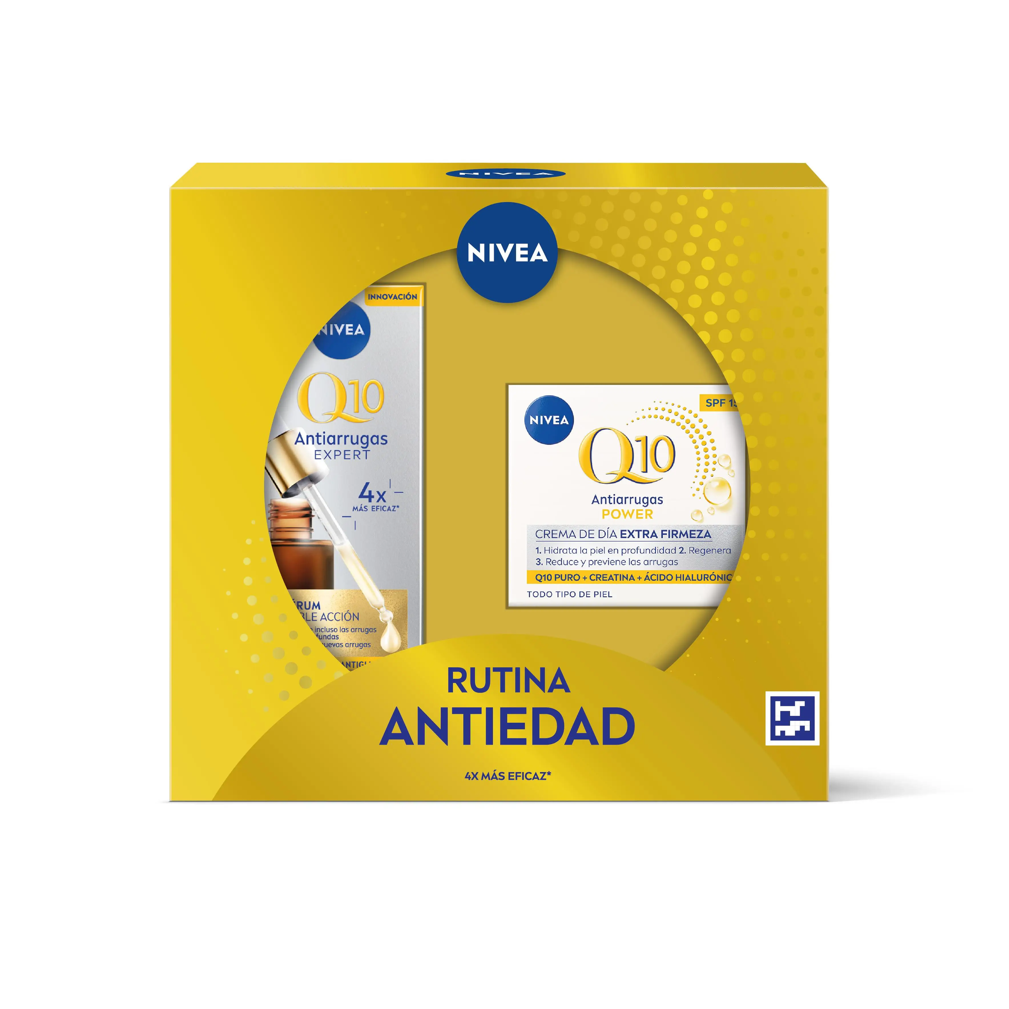 NIVEA Pack Rutina Q10 - Caja regalo con Sérum Facial Antiarrugas doble acción y Crema de día FP15 - Tratamiento completo antiedad