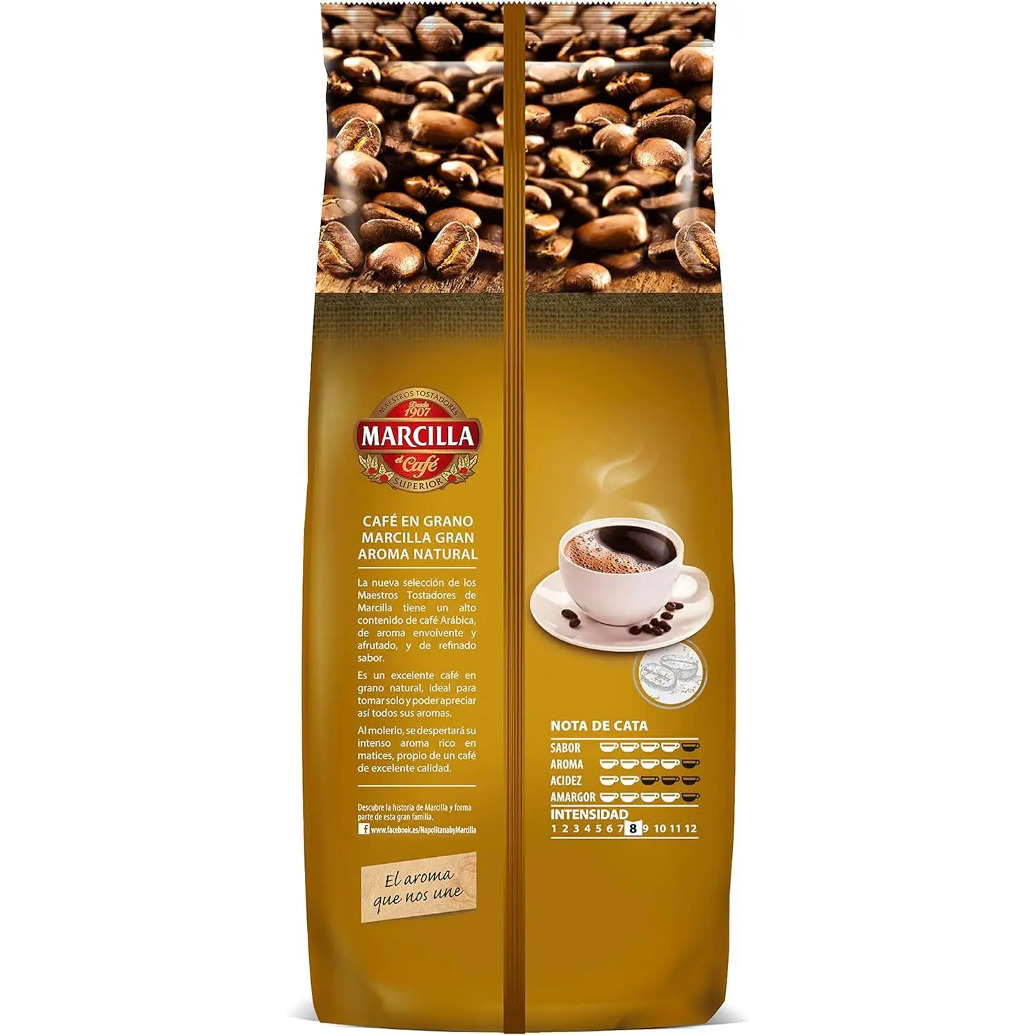 PACK of 2-coffee Natural Marcilla bean 1Kg great aroma