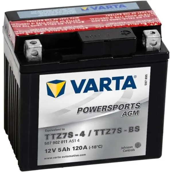 Bateria Moto VARTA  YTZ7S - TTZ7S 12V 5AH 120A +D Medidas: 113X70X105