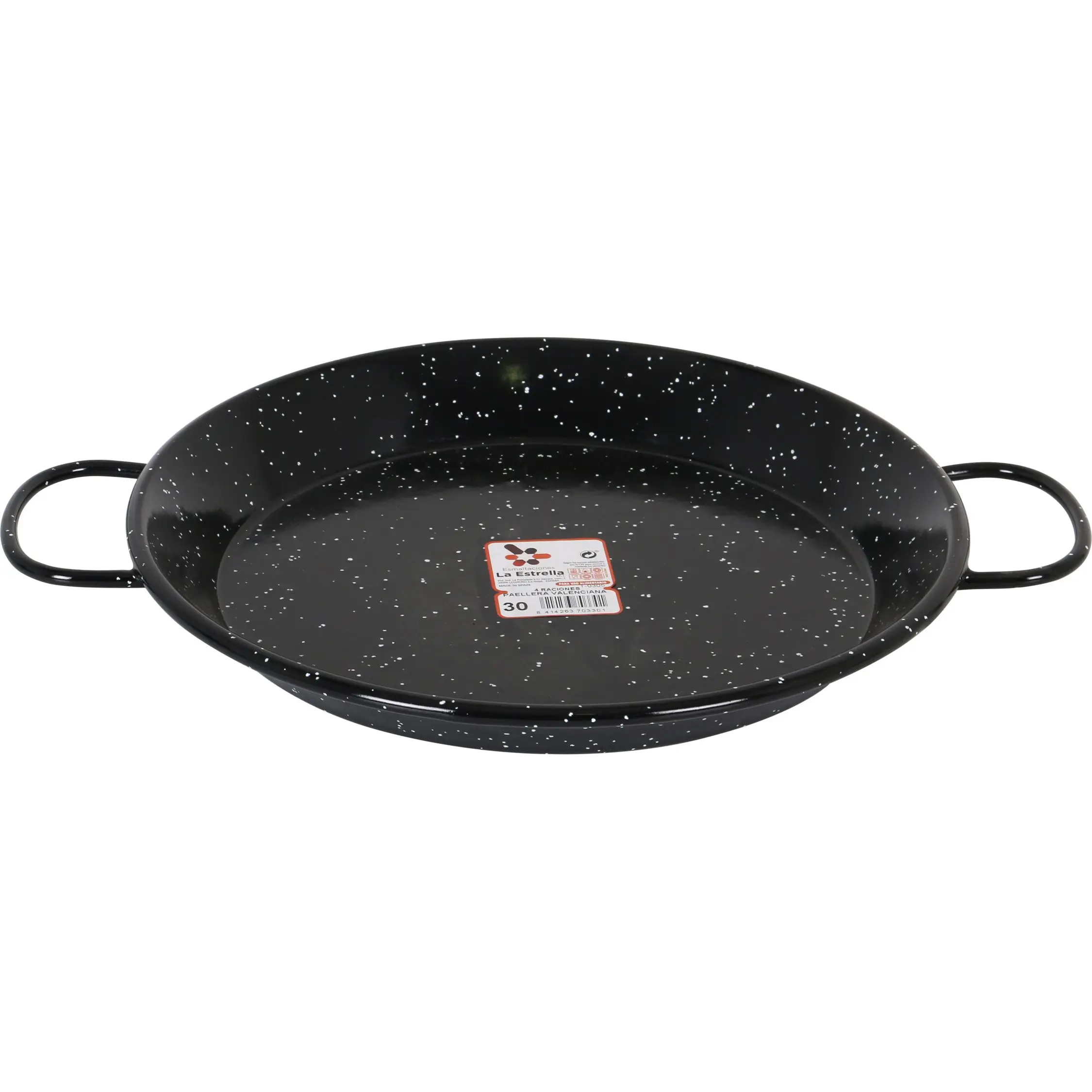 La Estrella - PAELLERA VALENCIANA JASPEADA 30cm 4 Raciones ACERO VITRIFICADO - Alta Calidad y Durabilidad, Antiadherente, Mango Ergonómico