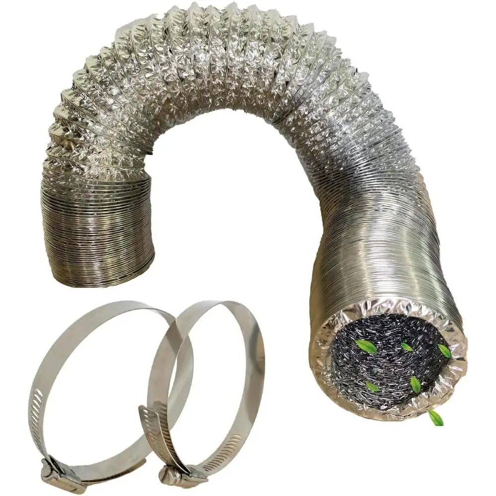 Tubo Flexible de Aluminio Clivex Aluduct Doble Capa (3m) icluye 2 Abrazaderas. (152mmø). Extracción de campanas, cultivos, instalaciones WC, Cocinas, etc...