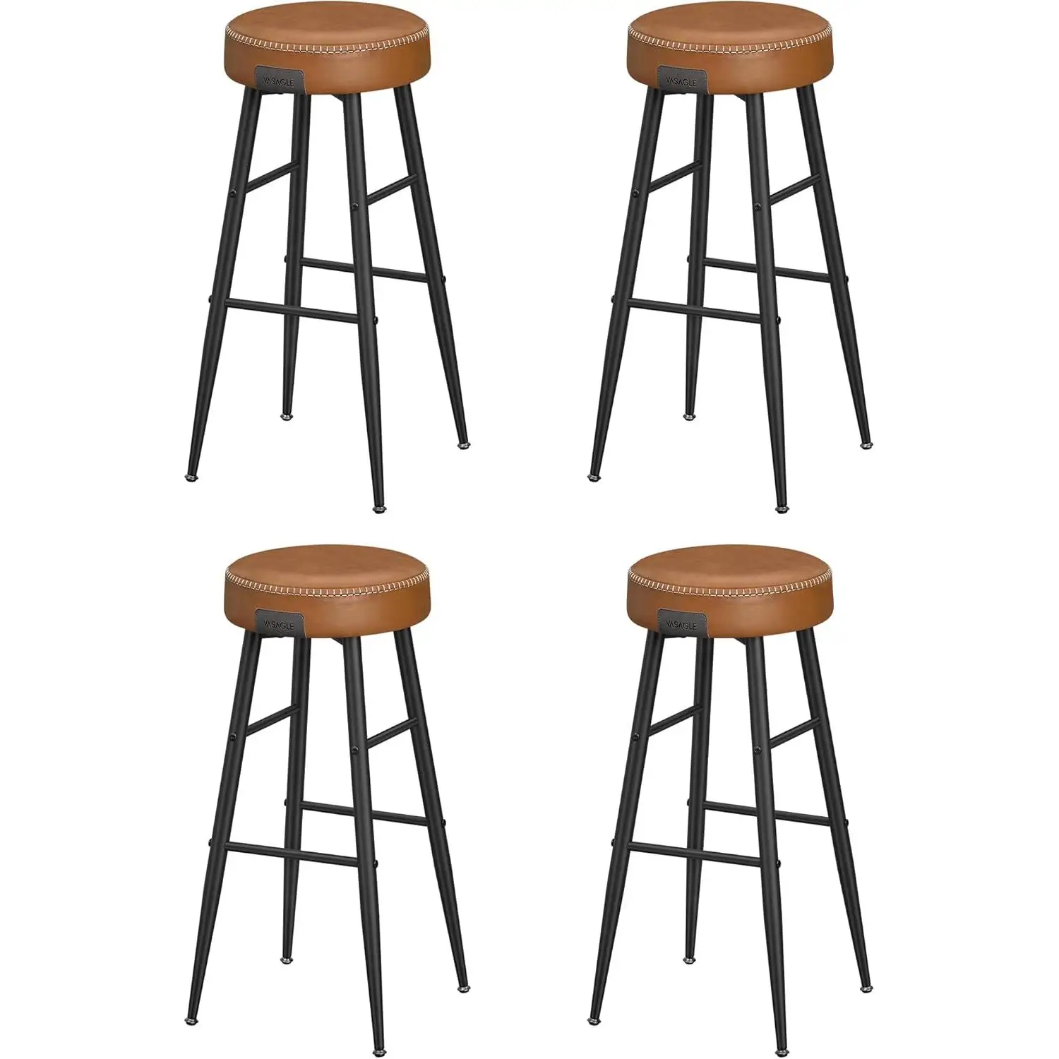 VASAGLE EKHO Collection - Set di 4 sgabelli da bar, sgabelli da cucina, sgabelli da colazione, in pelle sintetica con cuciture, stile moderno Mid Cent
