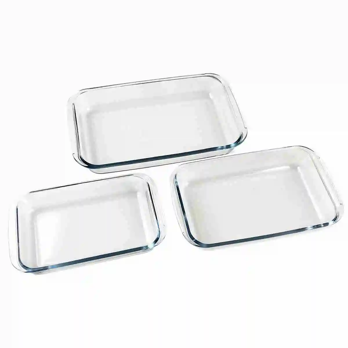 Juego de 3 Bandejas de Vidrio Rectangulares para Horno Almalux® Capacidades 1 1.6 y 2.2 Litros – Para Cocinar y Hornear
