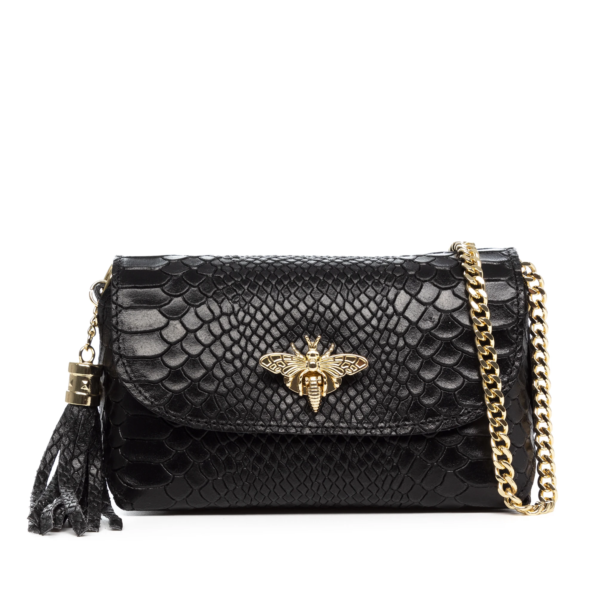 Firenze Artegiani. Amblar bolso bandolera mujer. Piel auténtica Gamuza grabado serpiente. Made in