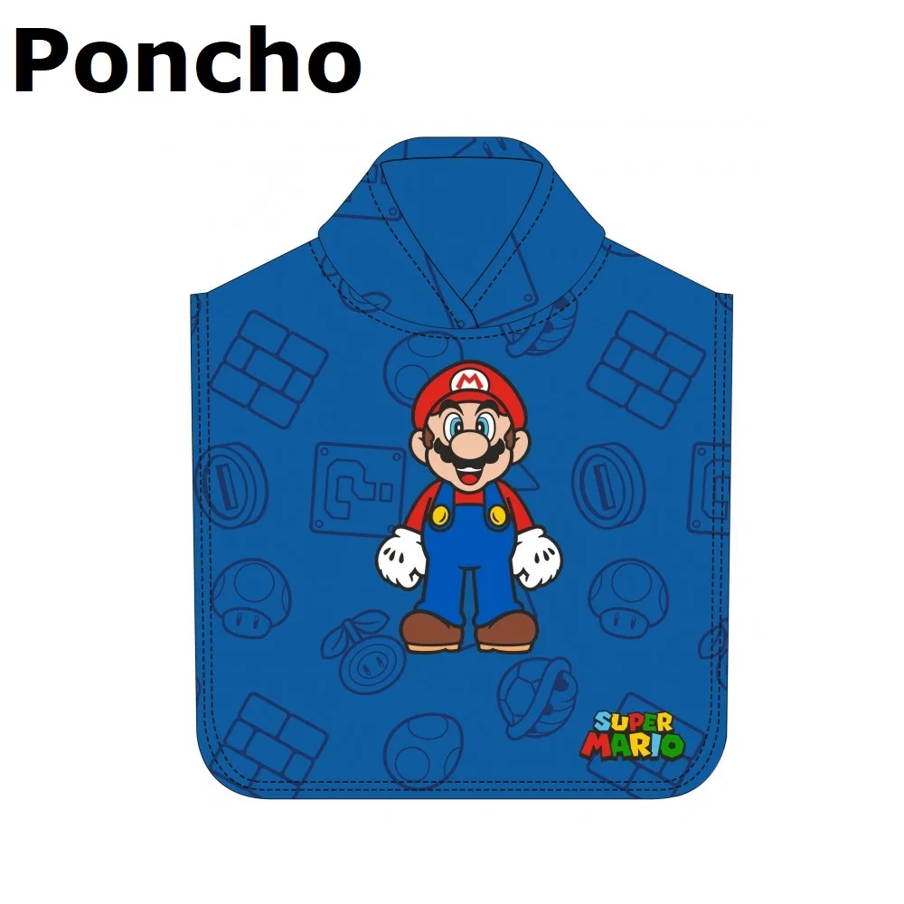 Poncho Super Mario,Toalla de niño Infantil de baño y Playa con Capucha,MICROFIBRA 100% POLYESTER,cm,fespu