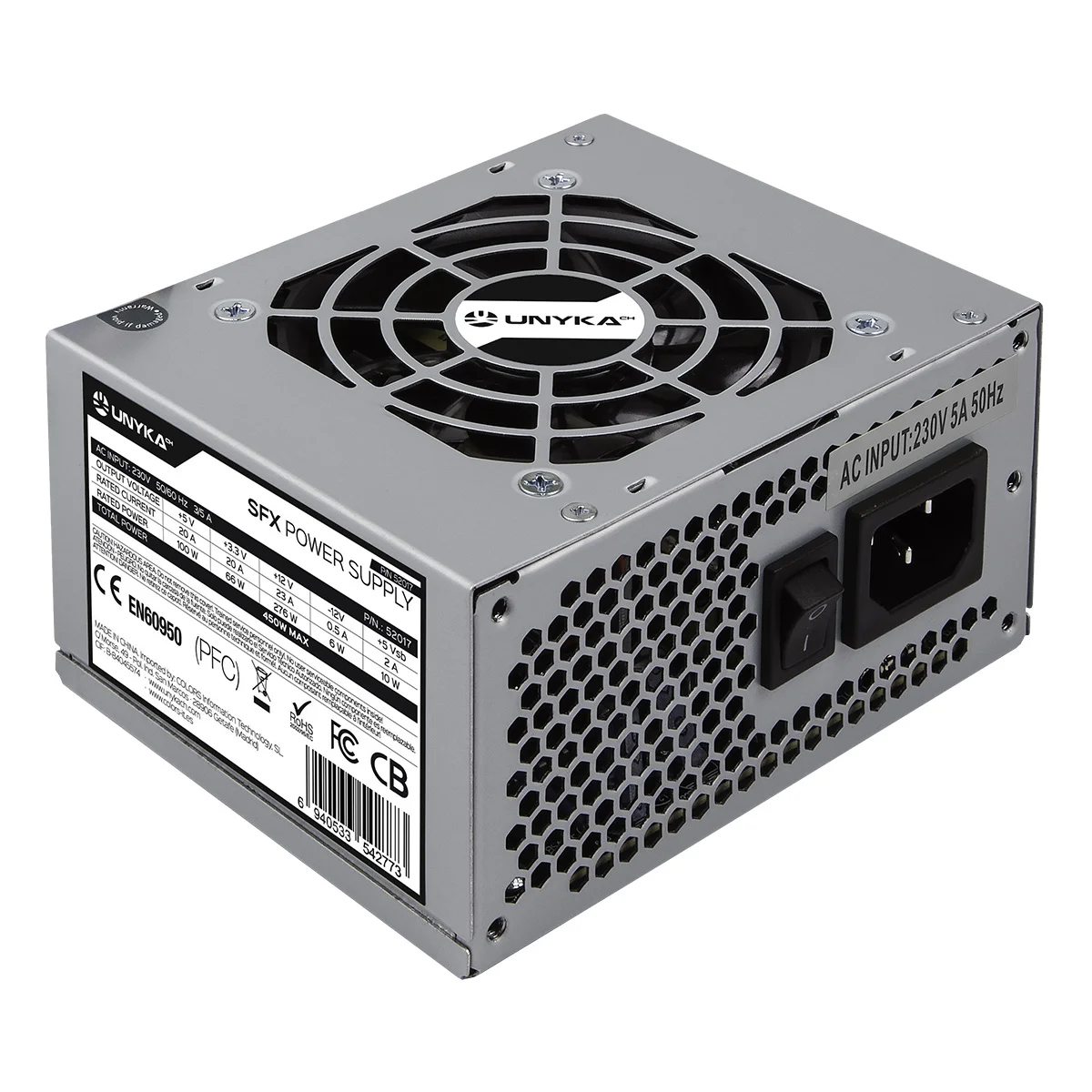 UNYKAch - Unidad Fuente de Alimentación SFX 450W Ventilador 80mm con Interruptor