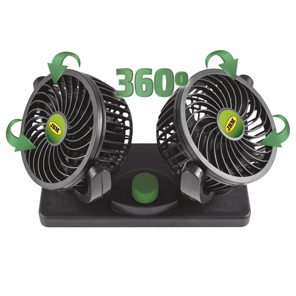 JBM 53600 double car fan 4-12V. Measures: 4 