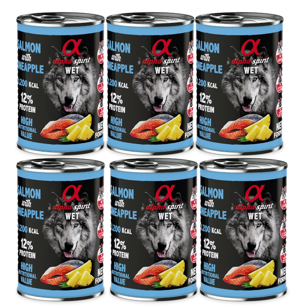 Alpha Spirit Grain Free Salmon y Piña Latas 400gr [Bliste de 6 unidades)  Comida húmeda para perros