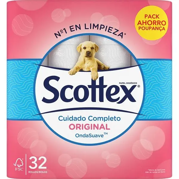 PACK de 32 - rollos Papel higiénico Scottex Ondasuave