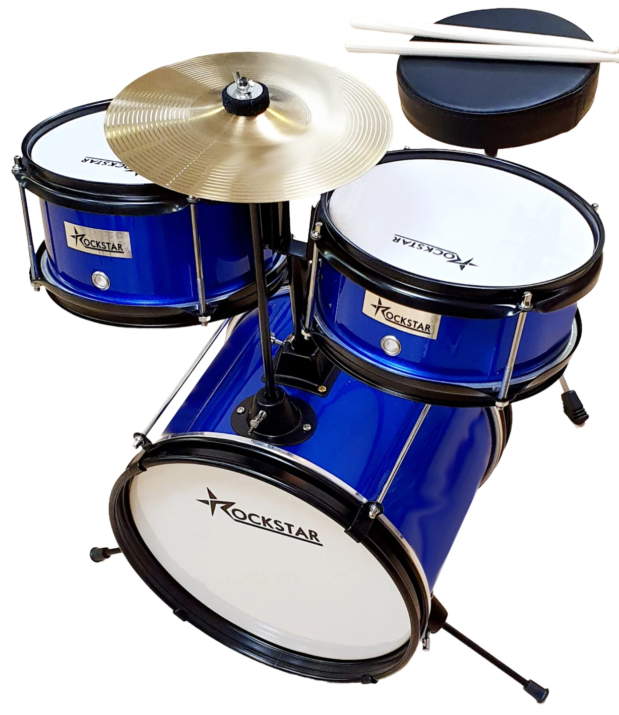 ROCKSTAR MUSIC-children's drums JDS1043B-tunable Musical instrument with bass drum Pedal, stool and drumsticks-exceptional sound quality. Dimension: 50cm wide, 90cm Bottom, 75cm high #5