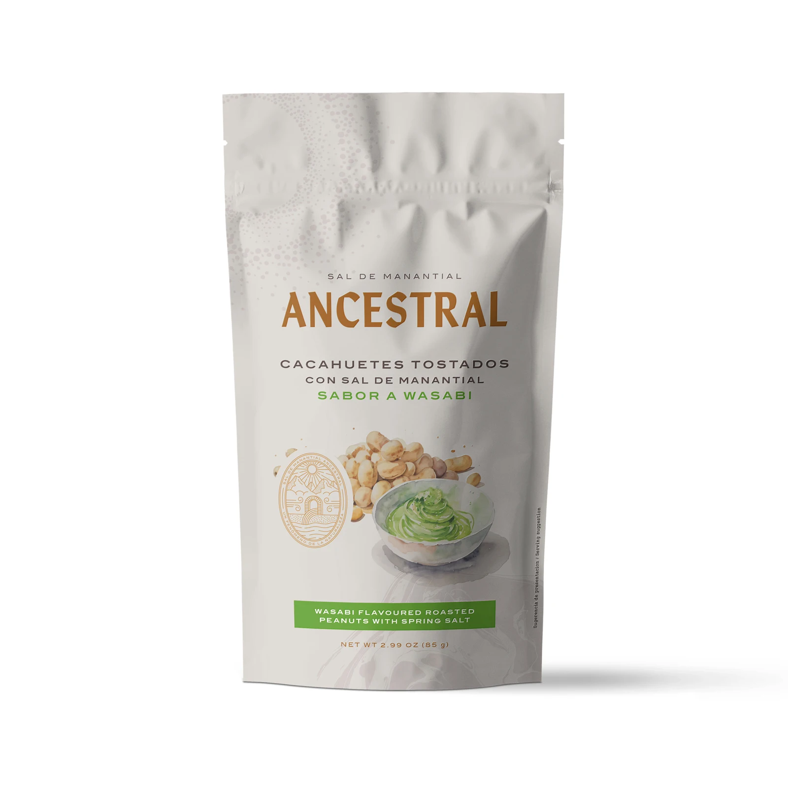 Cacahuete Tostado sabor Wasabi con Sal de manantial Ancestral 85g