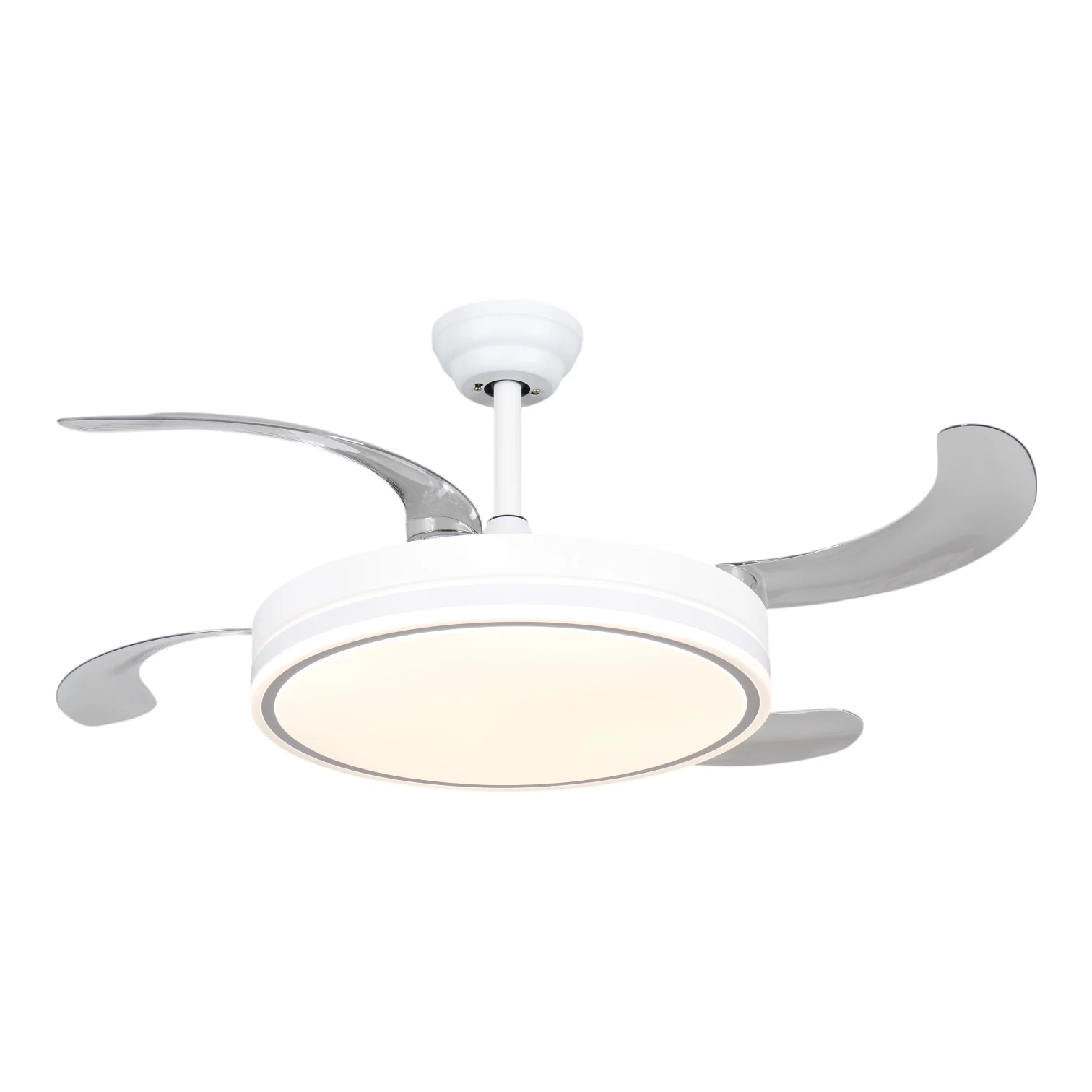 Ventilador de techo con luz LED Blanco en 3 Temperaturas de Luz con Mando a Distancia -Motor DC Eficiente y Silencioso, 3 tonalidades, aspas desplegables retráctiles, 6 velocidades, control remoto,