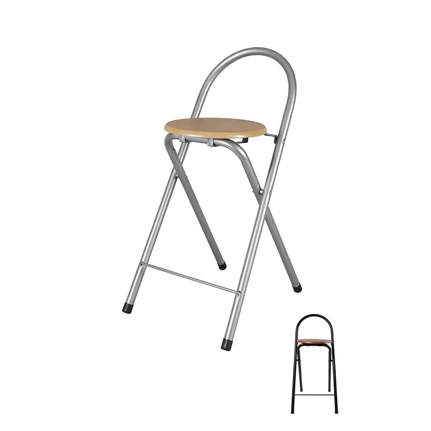 JARDIN202 - Taburete Plegable de cocina con Reposapiés | Silla plegable 37x45x80 cm