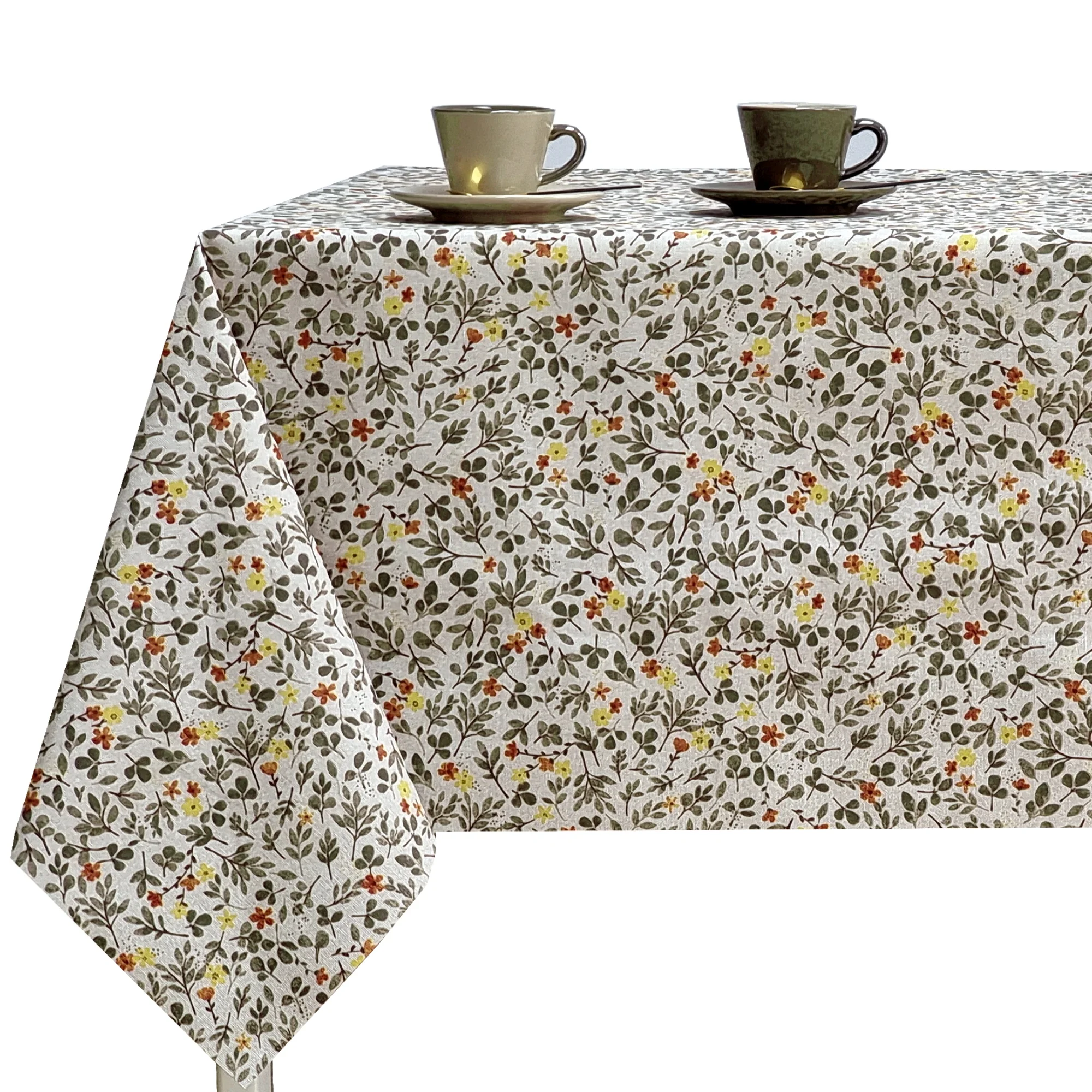 Mantel de tela resinada impermeable con estampado de flores pequeñas, rectangular y fácil de limpiar, ideal para cocina, comedor, jardín o picnic