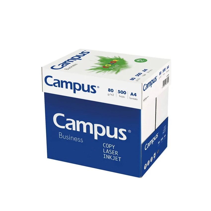 CAMPUS FOLIOS 500FOLIOS,1000FOLOOS O 2500 FOLIOS PAPEL CAMPUS COLOR PRINT PEFC BLANCO A4 80 G.PAQUETE 500 HOJAS CALIDAD CAMPUS BUSINESS Certificación PEFC Especial para fotocopiadoras, impresoras láser e inkjet. Blancura 160 CIE PRIMERA CALIDAD