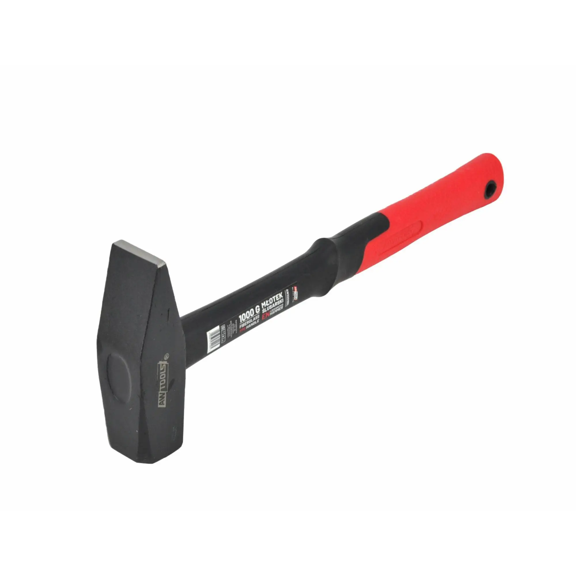 Awtools black 0.8 kg hammer, fiberglass construction, 3-year warranty, ideal for various tasks, durable and lightweight design. Perfect hammer for reliable performance in home or professional use.