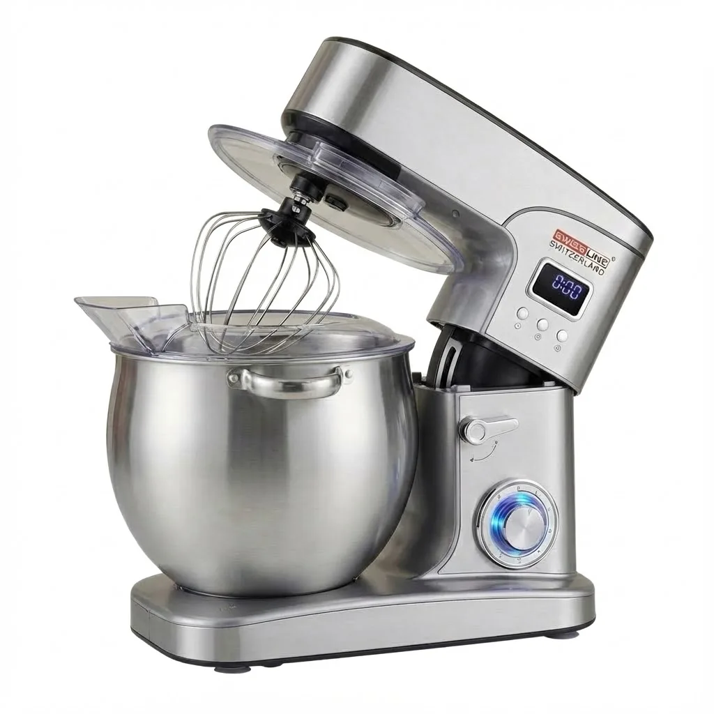 Batidora Amasadora Profesional Swiss Line 3200W de potencia | Bol 12L XL con Asas | Pantalla LCD y Temporizador | 6 Velocidades | Robot de Cocina Multifunción (Amasar, Batir, Mezclar)