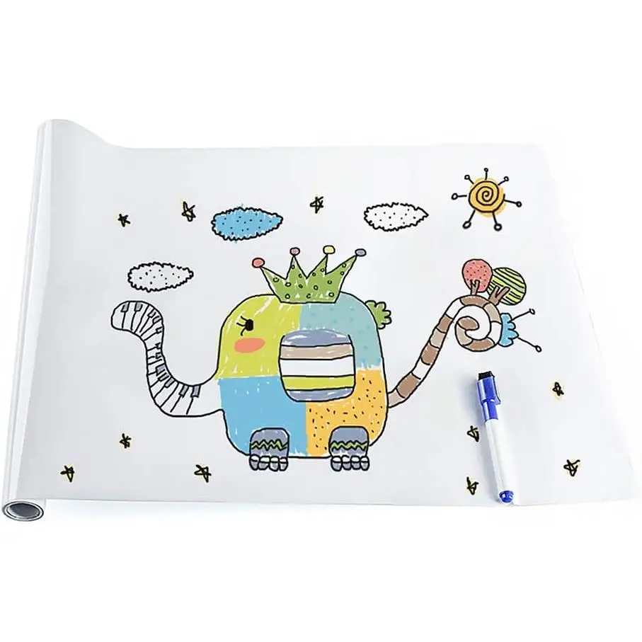Rotolo Lavagna Autoadesiva 60x150cm Adesivo Murale 45x200cm Vinile Bianco per Scrittura con Pennarello 45x150cm, Foglio Lavagna Autoadesiva per Bambini