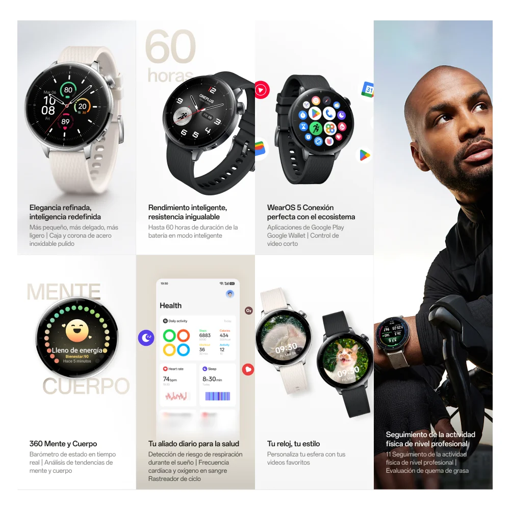 OnePlus Watch 3, 43mm – Disponible en color Black Steel y Silver Steel. 5