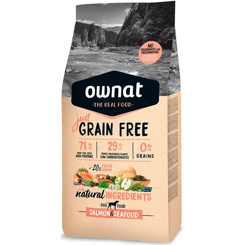 OWNAT JUST GRAIN FREE SALMÓN Y MARISCOS PIENSO PARA PERROS 3kg/14kg