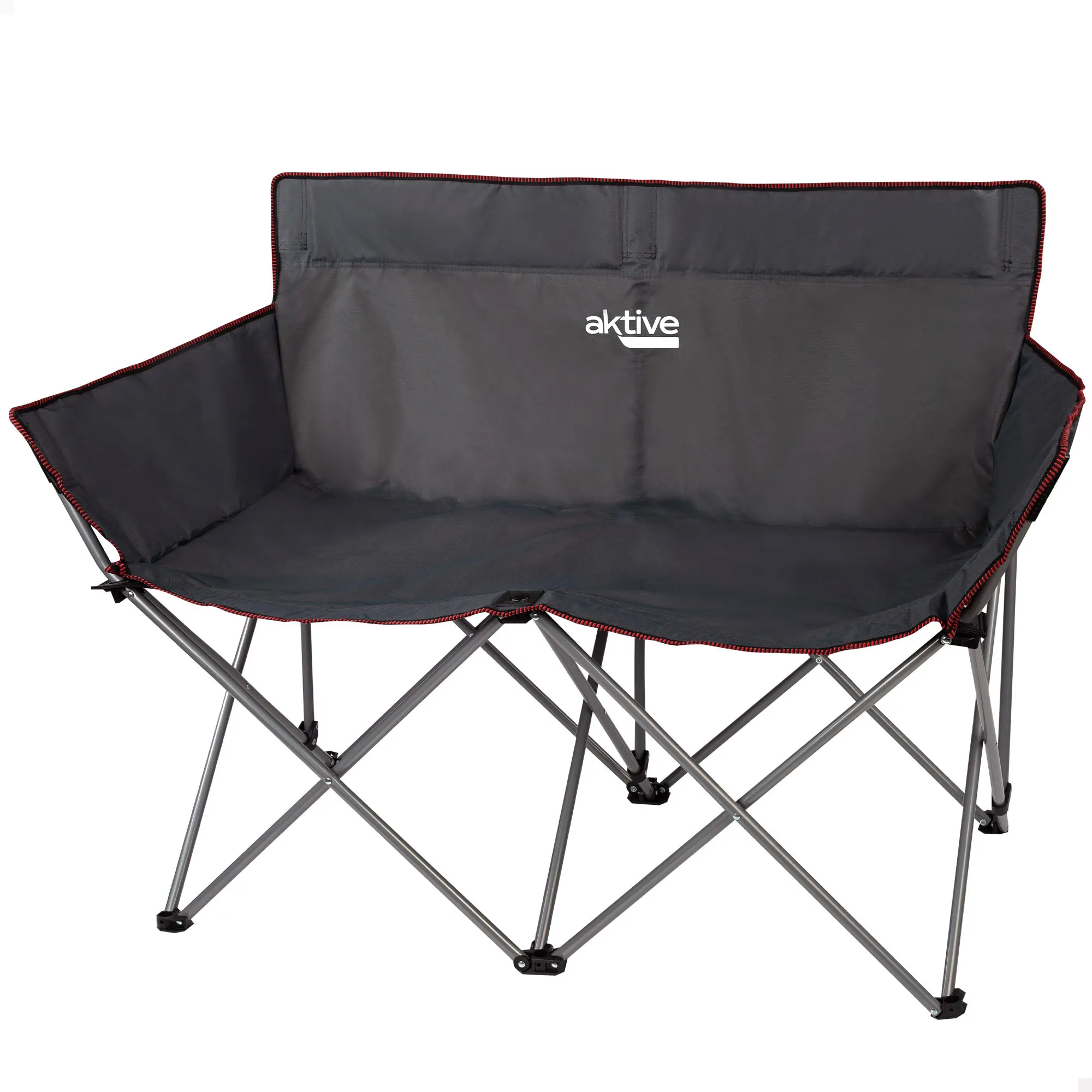 Aktive - Sofá plegable camping para 2 personas, 107x63x88 cm, fabricado de acero y polietileno, con topes para terrenos blandos, máx. 220 kg (110 kg cada asiento), incluye funda, sofás plegables,