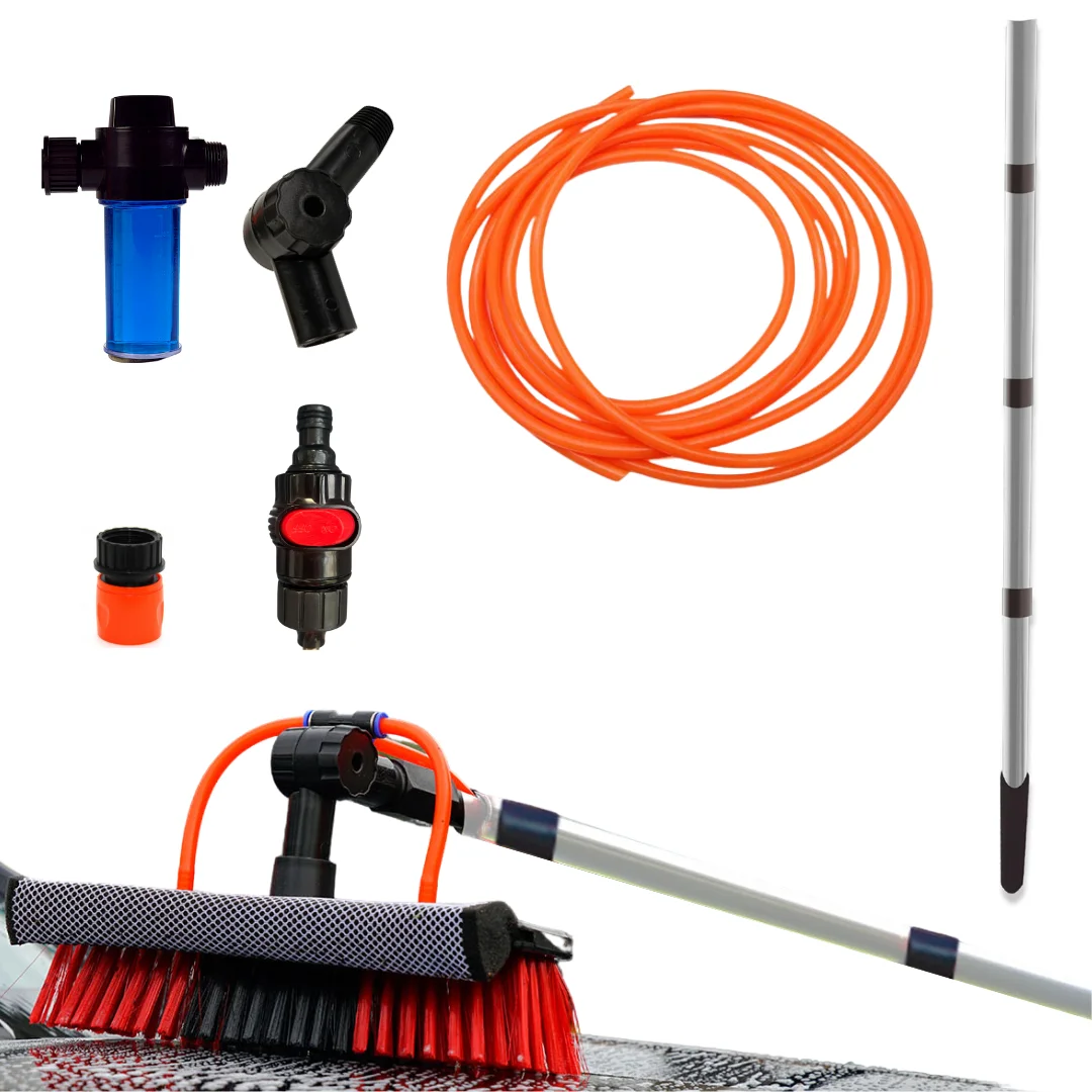 STARLYF Escoba extensible para Limpieza Hydro cleaner, Hasta 3.6 metros, Alimentada por Agua, Dosificador de jabón, Limpieza Paneles solares, Lavado de Camiones, Bus, Coches, Techos