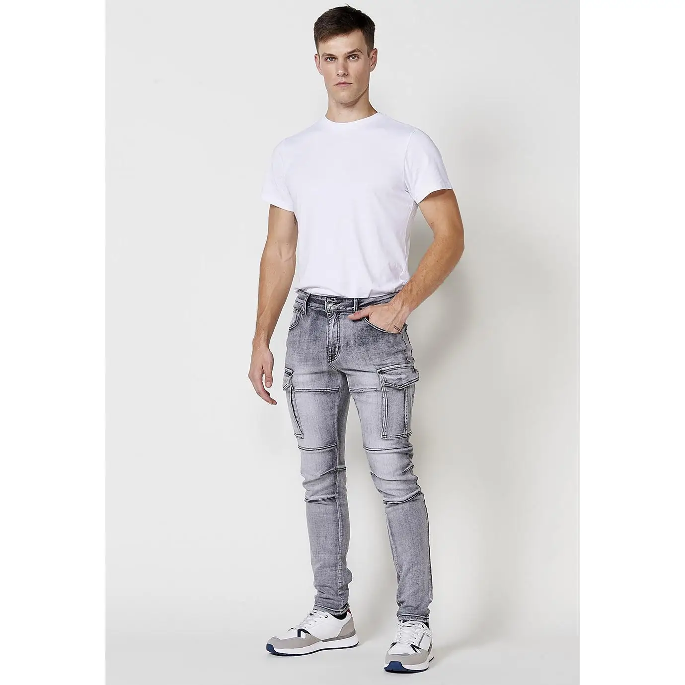 Koroshi Pantalón Biker Skinny Fit Denim Negro Hombre – Koröshi