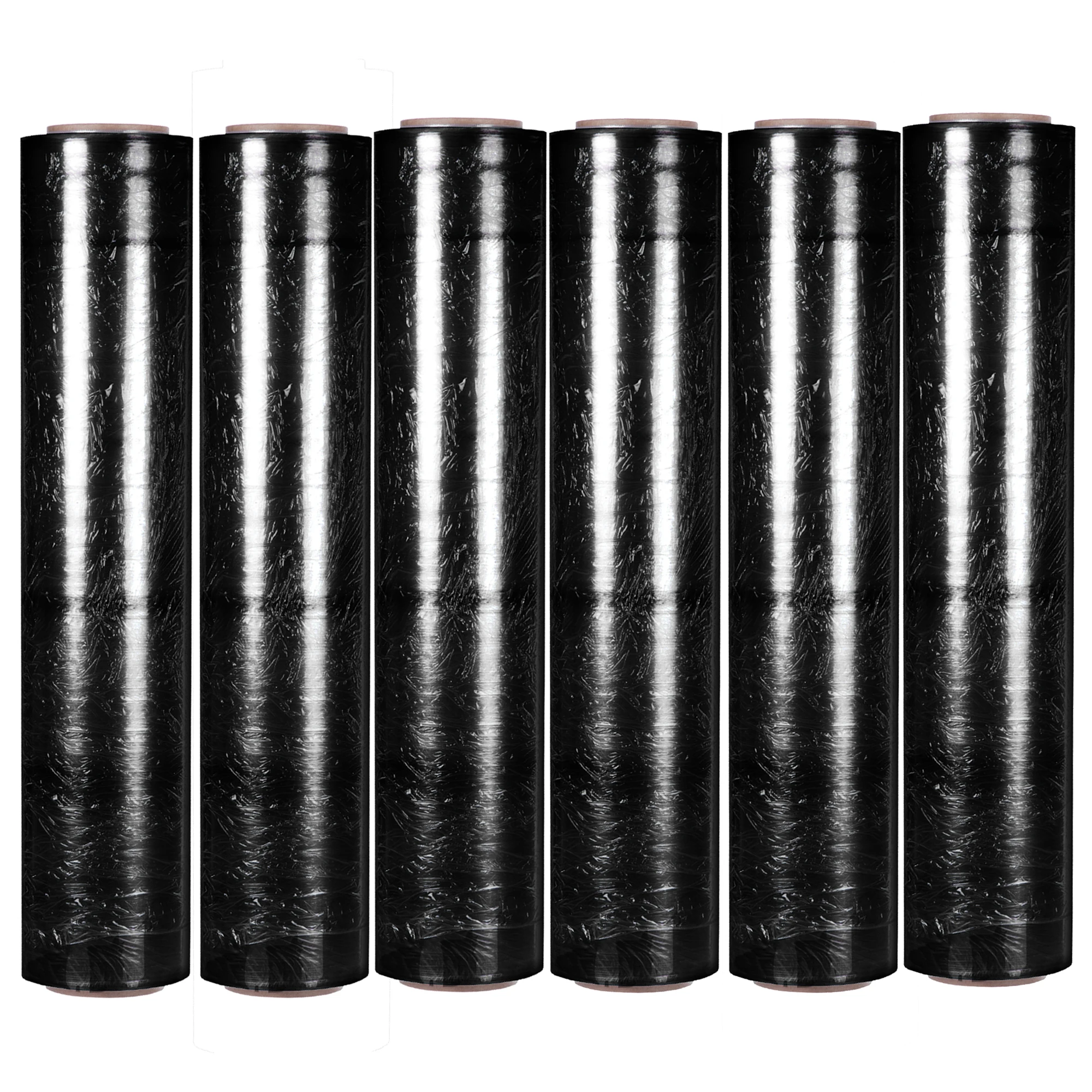 Film Paletizar Negro Elástico. Packs de 6 Rollos, Bobinas Estirables de 2 Kg aprox, Ancho 50 cm, Largo 180m aprox., 23 micras para Mudanzas, Envolver, Embalar, Precintar, Proteger