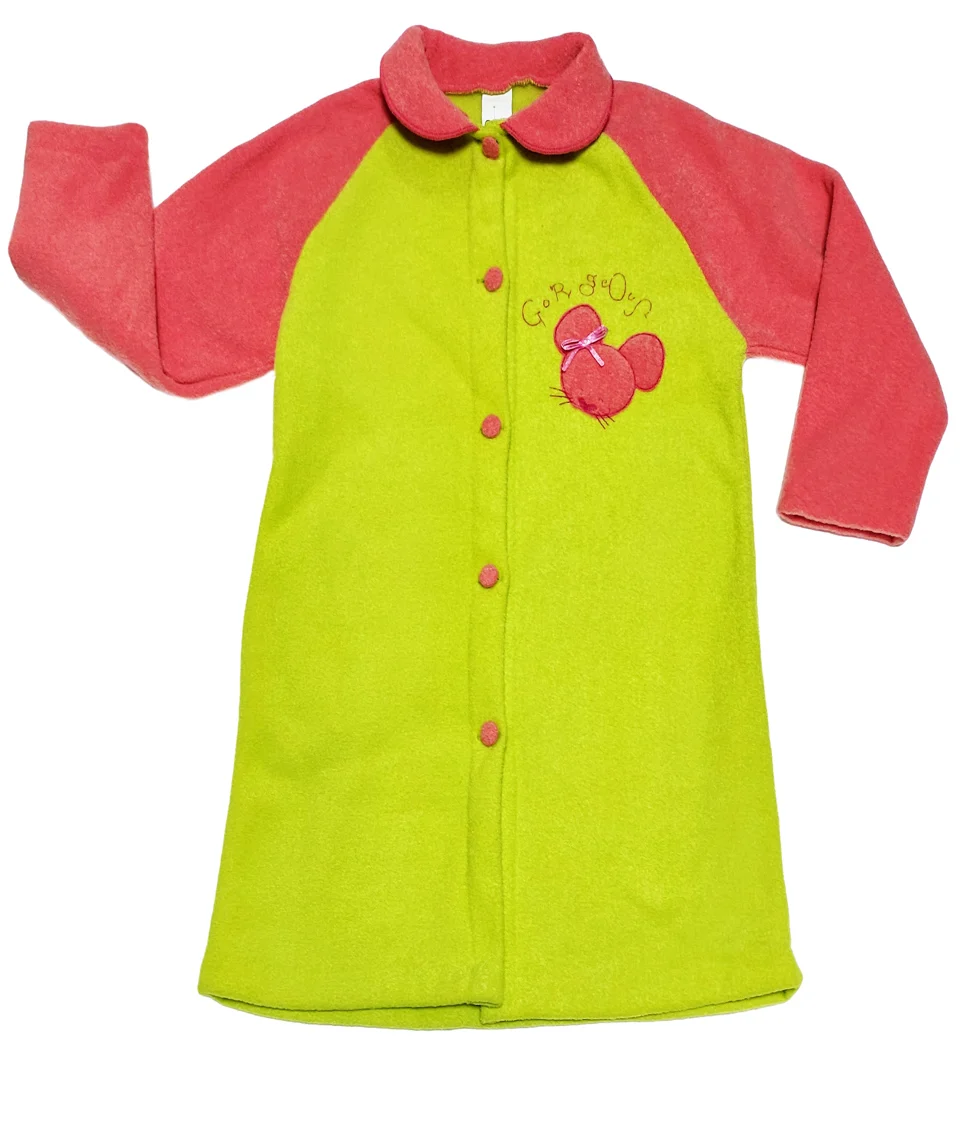 Bata de niña rizo verde lima y naranja