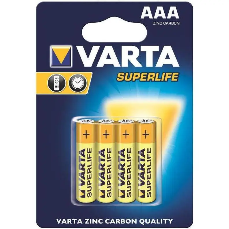 VARTA 10500403 Superlife - Batería de carbón de zinc AAA / R03 con 1,5 V, capacidad 800 mAh, 4 unidades