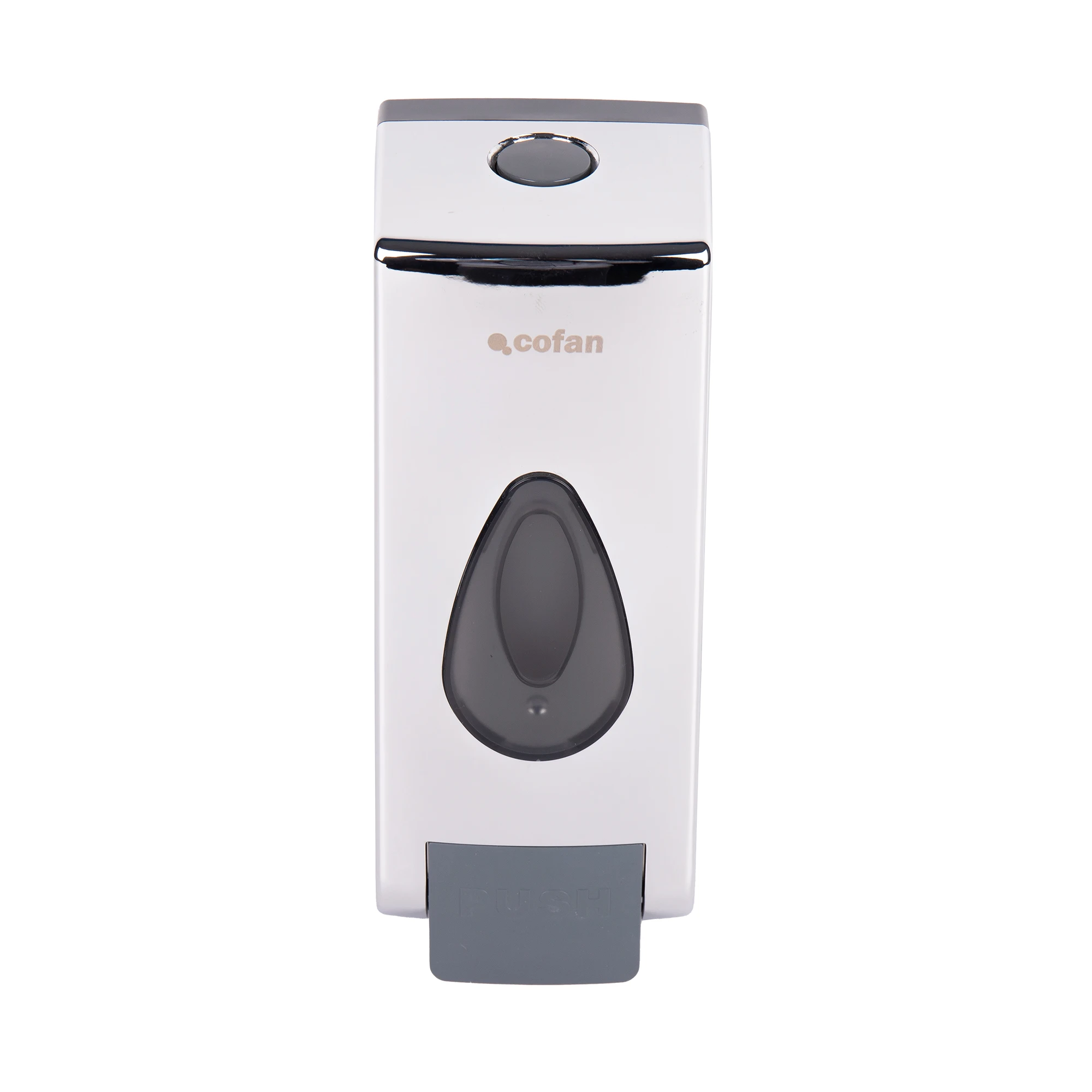 Cofan Dosificador de jabón líquido | Material: ABS resistente | Color: cromo o blanco | Capacidad: 600 ml | Dispensador de jabón recargable para pared | Apto para uso comercial | Medidas: 9 x 8,5 x
