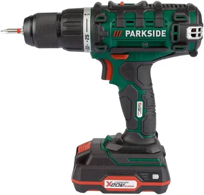 Parkside 20v pabs 20-li e6 cordless drill with battery and charger