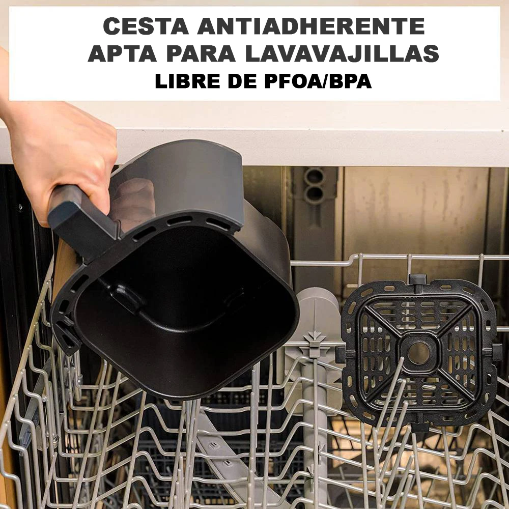 DAVAITEC Air Fryer 5.5L 1700W with 360° Air Circulation Technology, LED Display, and Adjustable Temperature for Healthy Cooking. Ideal for baking and roasting without oil.