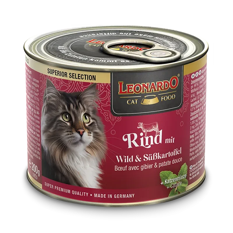 Leonardo Superior Selection Ternera con Venado & Boniato | Latas para Gatos | Comida Húmeda para Gatos