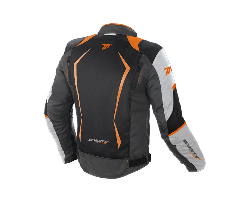 Men's Black and Orange men's short RACING SD-JR47 SEVENTY motorcycle jacket