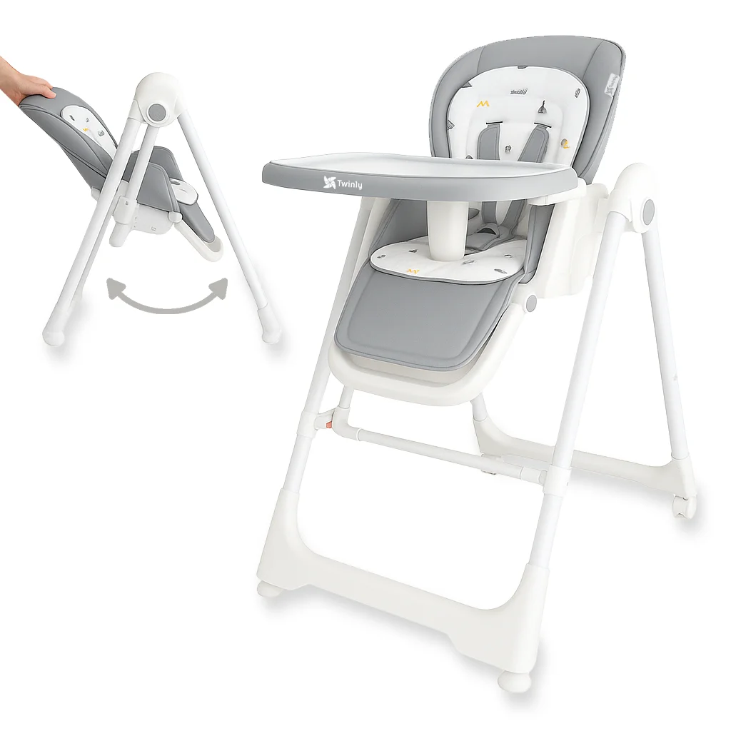 Twinly - Trona Evolutiva bebé 3 en 1 Hamaca columpio y balancín multifunción Movity / 0m+ - 15kg / Reclinable, Plegable y ajustable – Reductor Arnés 5 puntos y Bandeja extraíble